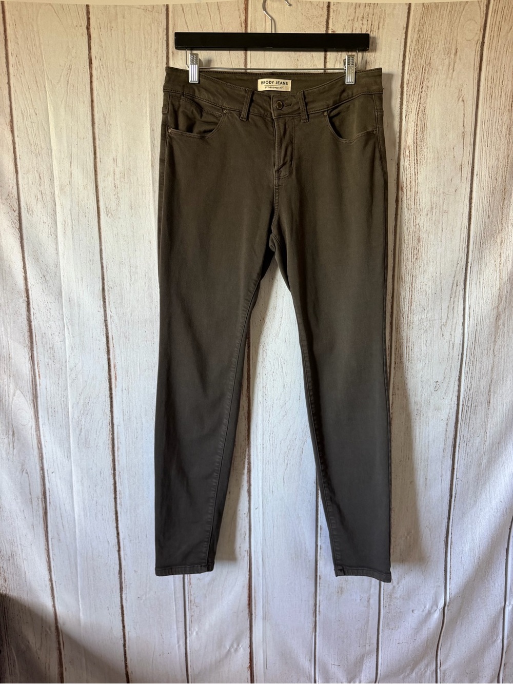 Brody Jeans Mid-Rise Skinny Size 31W Olive Green / Brown